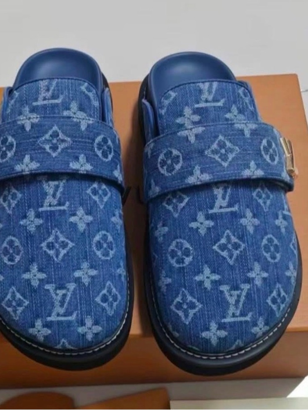 Louis Vuitton Blue Monogram Denim Slip-On Loafers